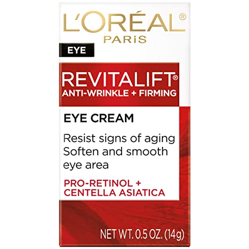L'Oreal Paris Skincare Revitalift Anti-Wrinkle and Firming Eye Cream with Pro Retinol, Treatment to Reduce Dark Circles, Fragrance Free, 0.5 oz.