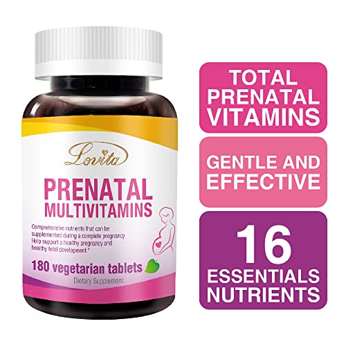 Lovita Prenatal Vitamins with Iron 27 mg, Folic Acid 800mcg & Calcium, Vegan Prenatal Vitamins