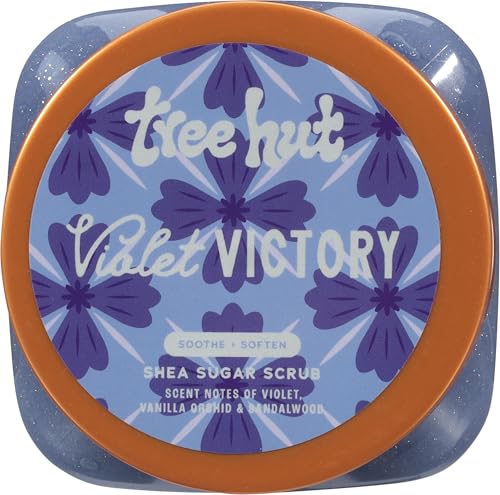 Tree Hut Violet Victory Shea Sugar Scrub, Exfoliating, Hydrating & Moisturizing Body Scrub with Shea Butter & Natural Oils, Smooth & Soften Skin, Polishing Exfoliant for Radiant Skin, 18 oz