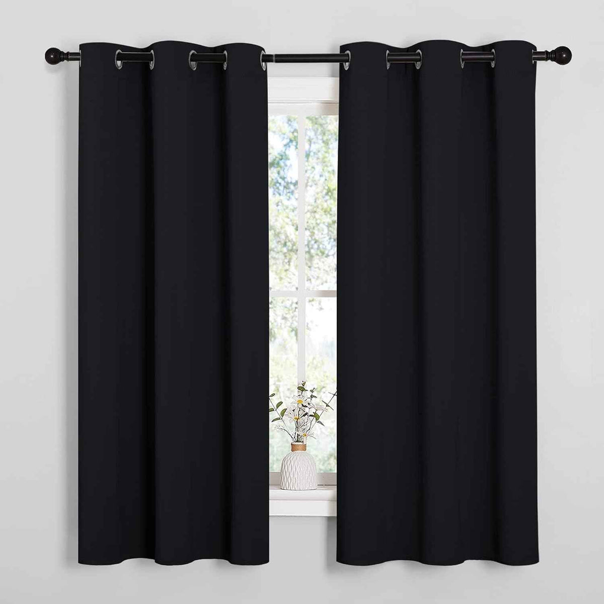 NICETOWN Pitch Black Solid Thermal Insulated Grommet Blackout Curtains/Drapes for Bedroom Window