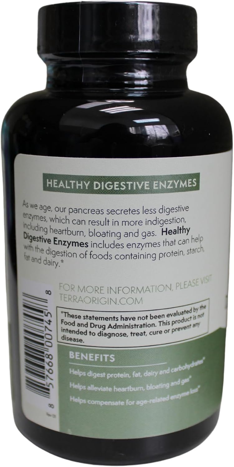 TERRA ORIGIN Digestive Enzymes with Probiotics & Prebiotics | 60 Capsules | Supports Digestive Gut Health | Non GMO, Gluten Free, Vegan | for Women and Men