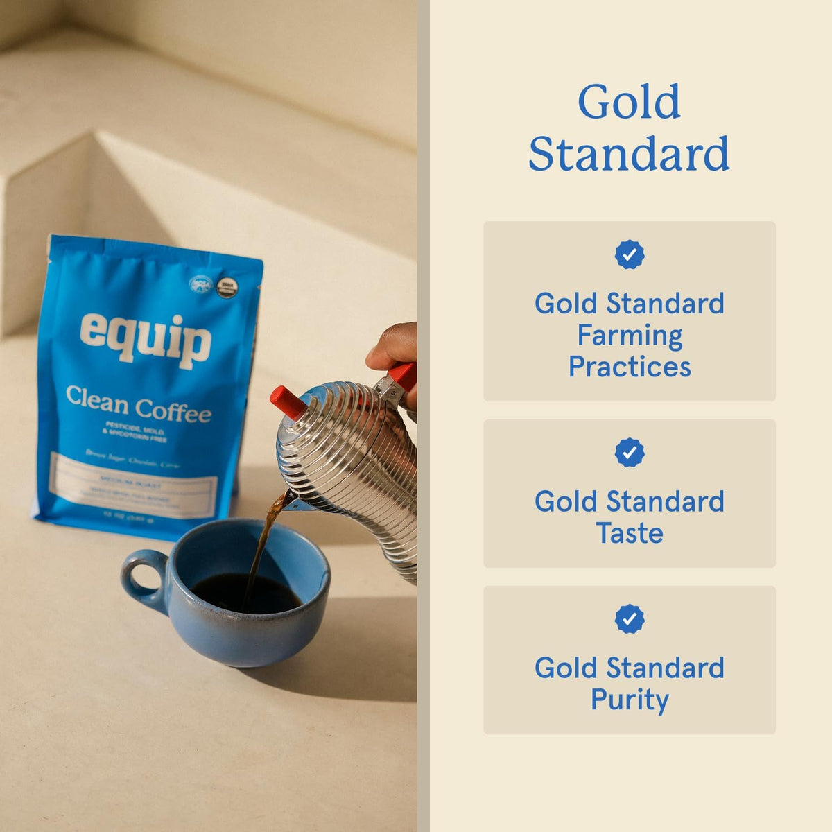 Equip Foods Prime Protein Powder Chocolate & Gold Standard Clean Coffee