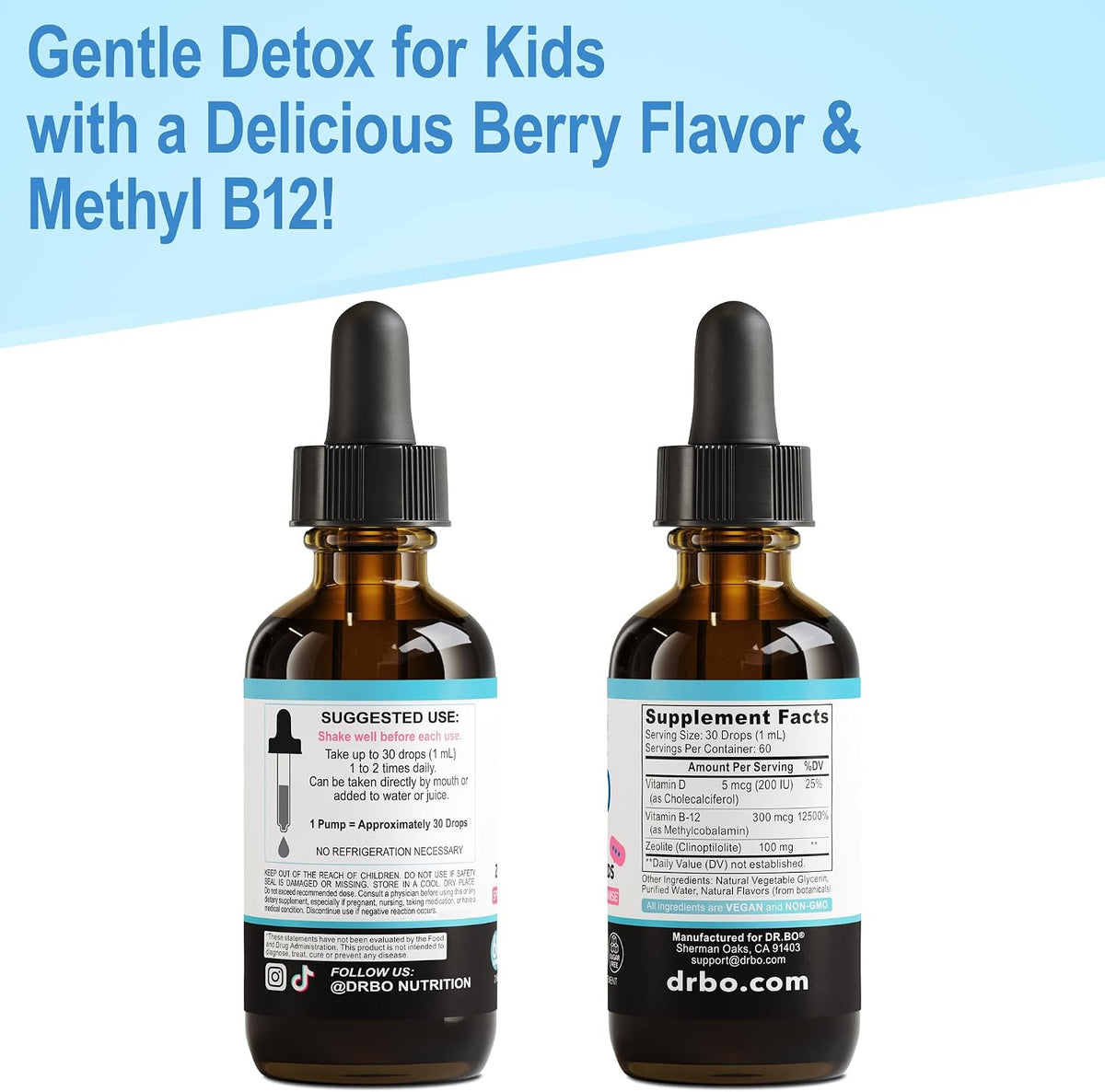 Zeolite Detox for Kids Lingo Drops - Natural Lingo Zeolite Drops for Kids Methylated B12 & D3 Advanced Clinoptilolite - Pure Extra Clinoptilolite Leap Liquid Detox Body Cleanse Supplement Ages 3+, 2oz