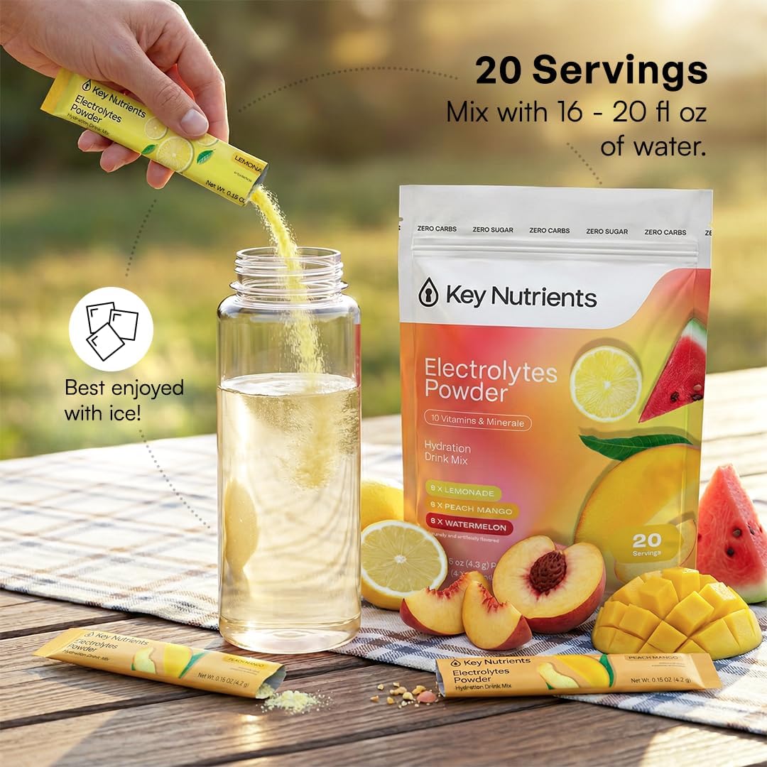 KEY NUTRIENTS Electrolyte Packets Bundle, Variety Pack Plus Peach Mango