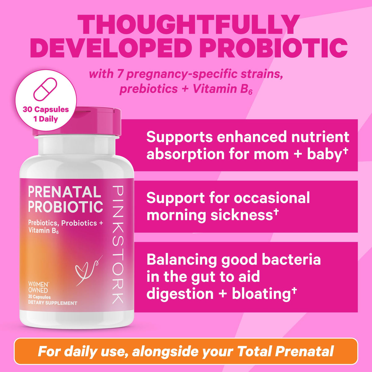 Pink Stork Prenatal Vitamin Duo: Prenatal Vitamins and Probiotics for Pregnant Women