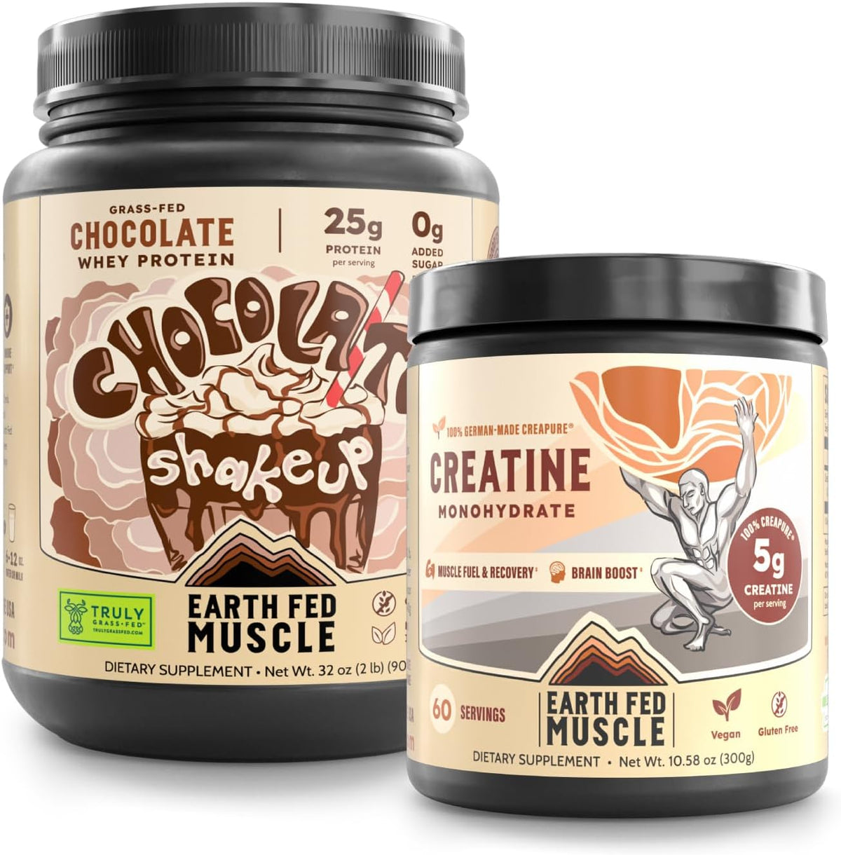 Earth Fed Muscle Grass‑Fed Whey & Creapure Creatine Performance Bundle