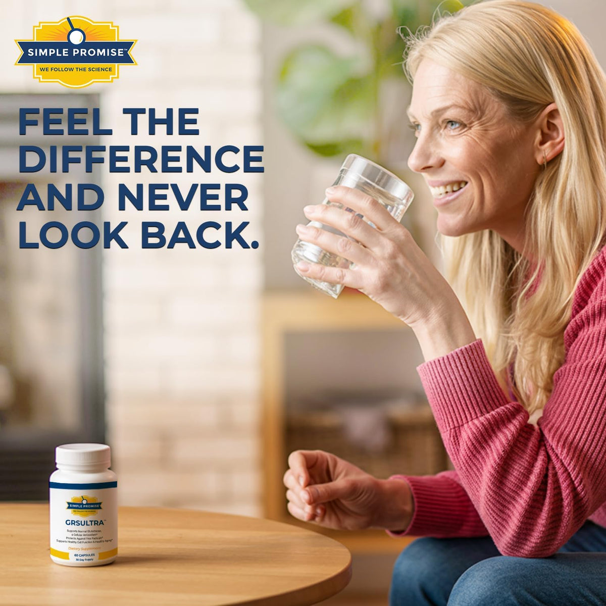 GRS Ultra - Glutathione with NAC 600mg and Selenium 200mcg - Women and Men | Antioxidant Formula, Cellular Health Support, Red Orange Complex, Simple Once-Daily Routine, Vegan