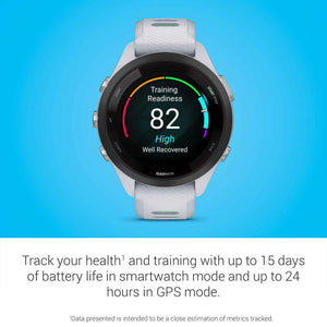 Garmin Forerunner® 265S, Running Smartwatch, 42mm, Whitestone/Neo Tropic