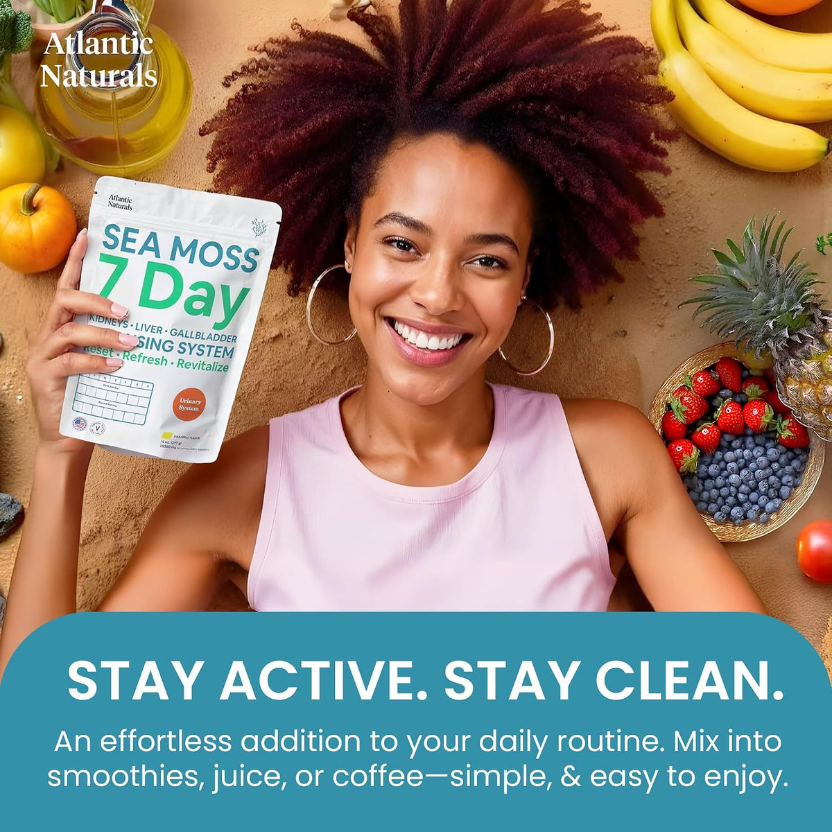 Atlantic Naturals Liver Cleanse Detox – 7 Day Sea Moss Liver, Gallbladder & Kidney Cleanse Drink Mix with Milk Thistle, Dandelion Root, Burdock & Chanca Piedra – Pineapple Flavor, 14 oz