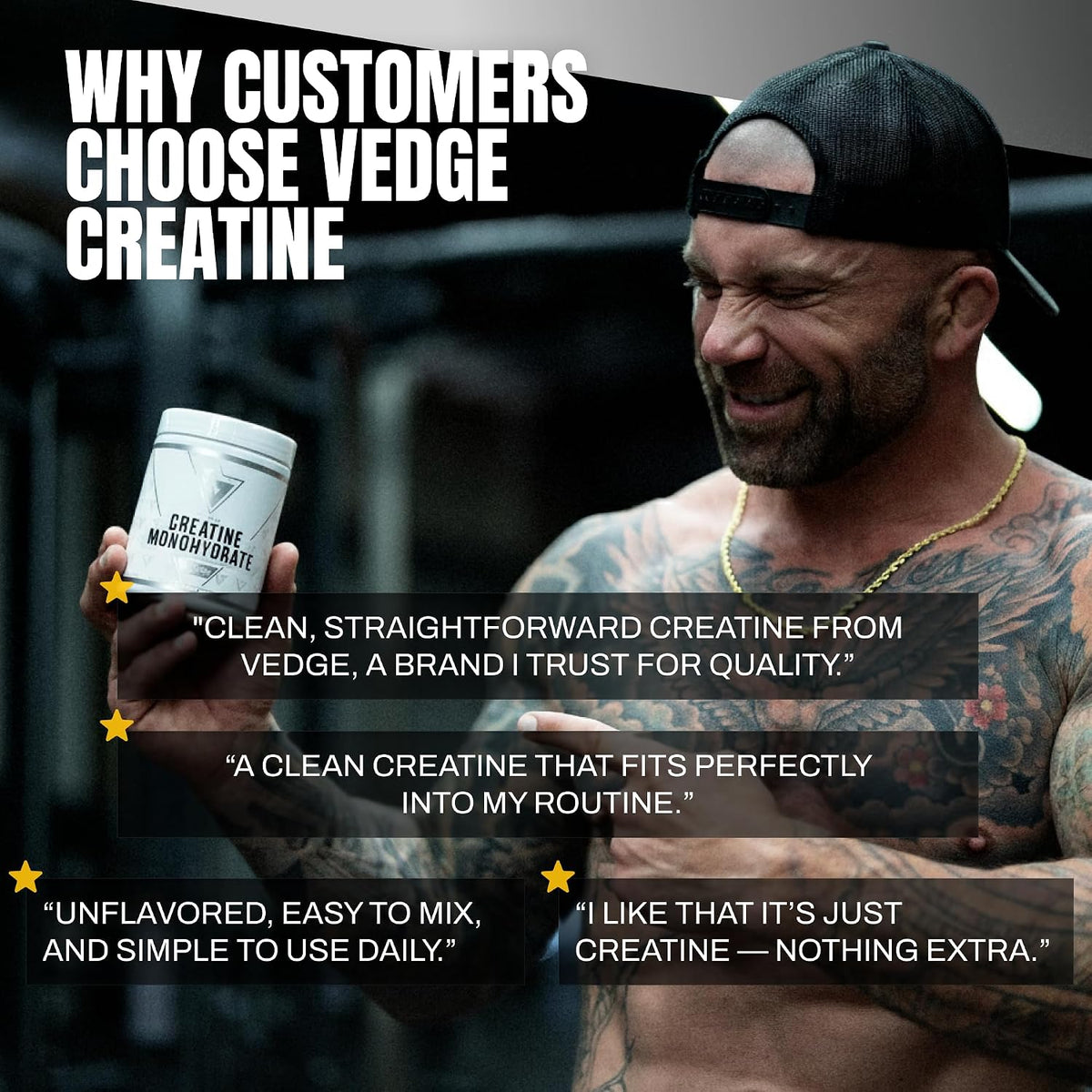 VEDGE Creatine Monohydrate, Micronized Creatine Monohydrate, Unflavored | 5 g Creatine Monohydrate, Micronized Formula For Women And Men Supporting Strength And Daily Training Performance, 30 Srv