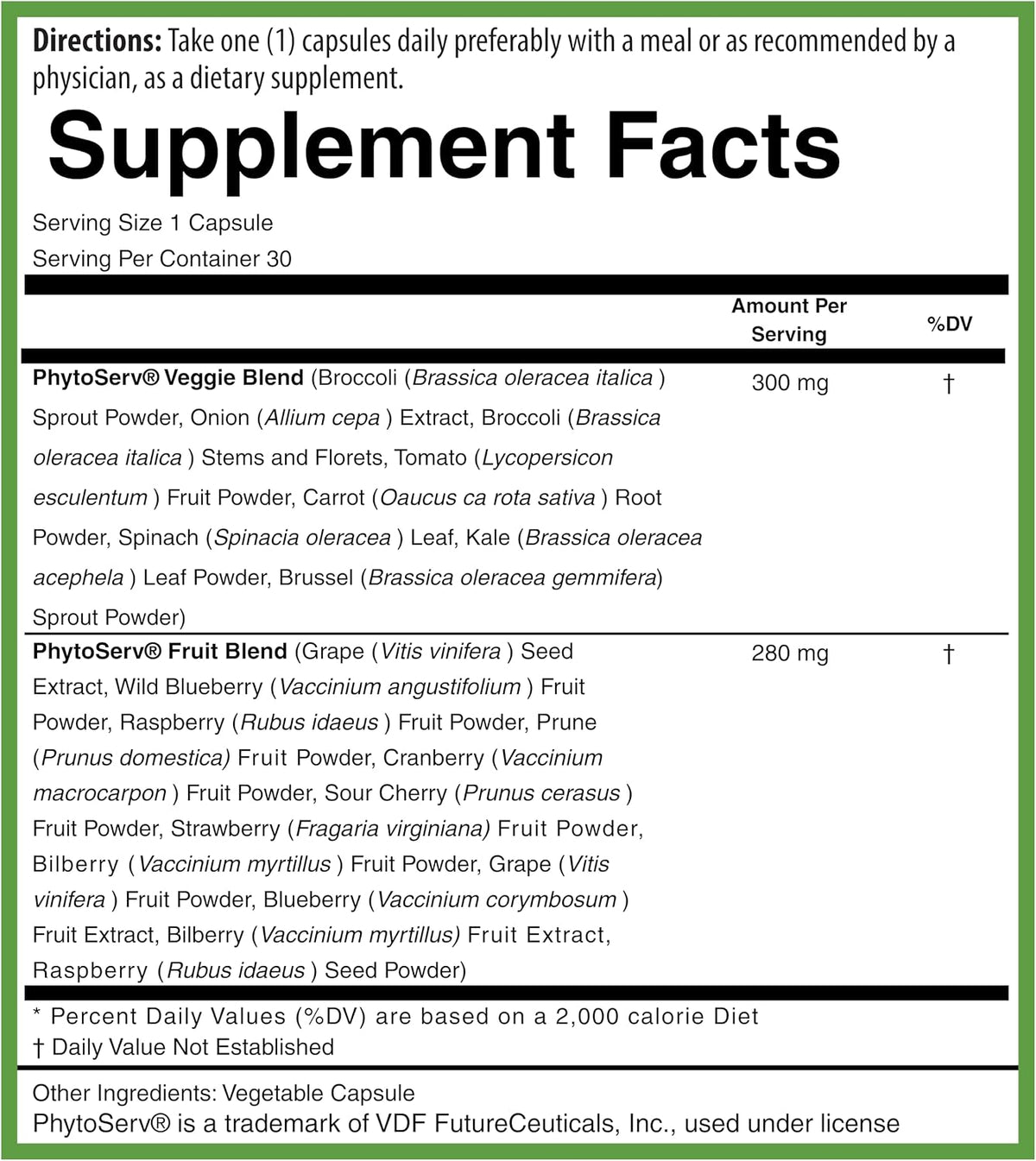 PURE® Greens & Reds Capsules - 30 Servings - 9 Daily Servings of Fruits & Vegetables in 1 Capsule - PhytoServ® Superfood Blend with Broccoli, Kale & Berries - Plant-Based Phytonutrient Shield