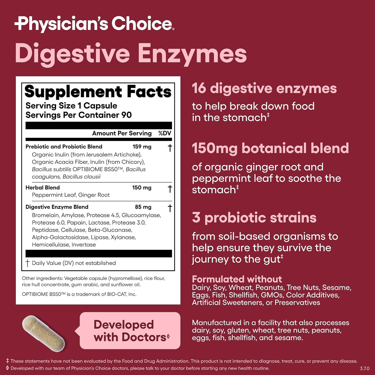 Physician's CHOICE - Optimal Gut Health Bundle: 60 Billion Probiotics + Digestive Enzyme 90ct for Digestive Comfort and Immune Support