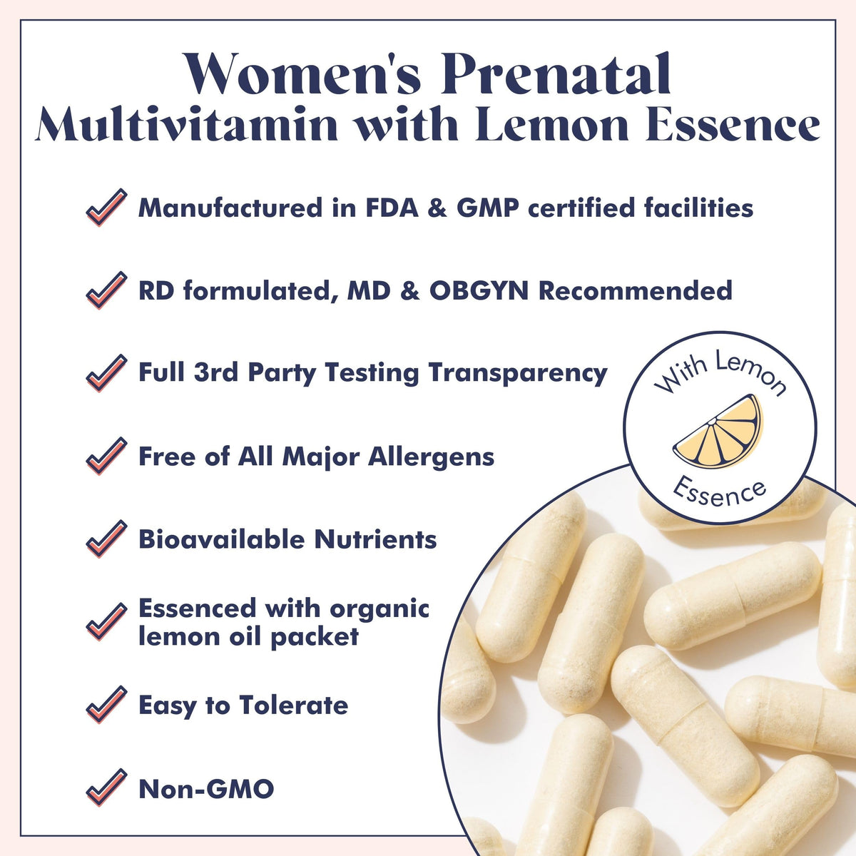 FullWell Prenatal Vitamins Lemon | choline, folate, vitamin D for fetal growth, brain development
