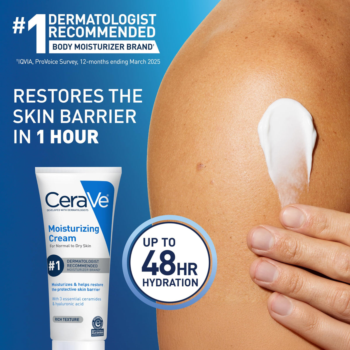CeraVe Moisturizing Cream, Face Body Moisturizer, Normal to Dry Skin, 8 Fl Oz