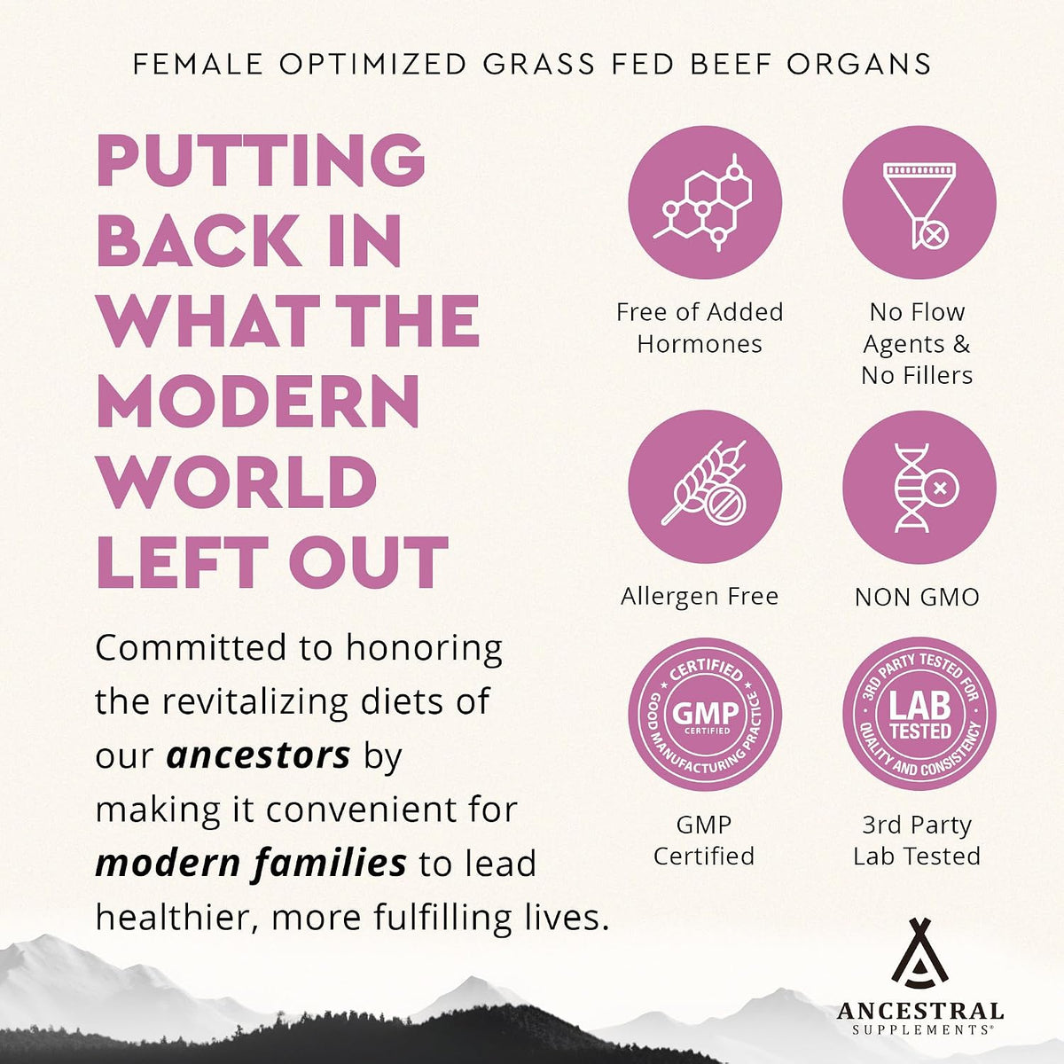 Ancestral Supplements Beef Organ & Liver Bundle for Women – Supports Hormone Balance, Energy, Skin & Wellness – Grass Fed, Pasture Raised Multivitamin