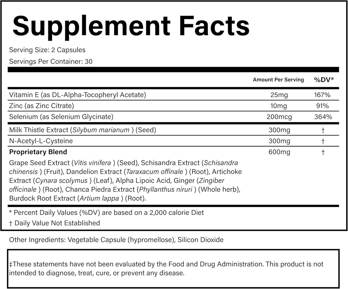 PURE® Advanced Liver Formula - 60 Vegetable Capsules, 30 Servings - High Potency Milk Thistle & NAC Detox Supplement - Liver Repair & Protection with Selenium, Zinc & Artichoke - Made in USA