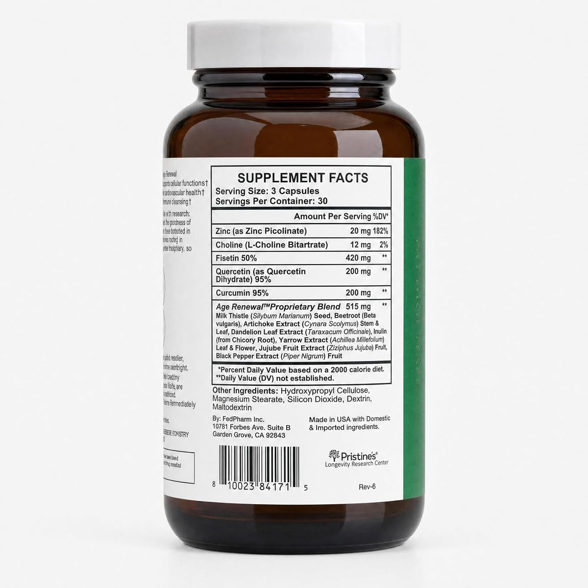 PRISTINE'S Age Renewal Senolytic Autophagy Capsules, NSF Certified, Vegan | Fisetin, quercetin, curcumin and zinc for healthy aging routines. NSF Certified, vegan, non-GMO, gluten-free, 30 servings