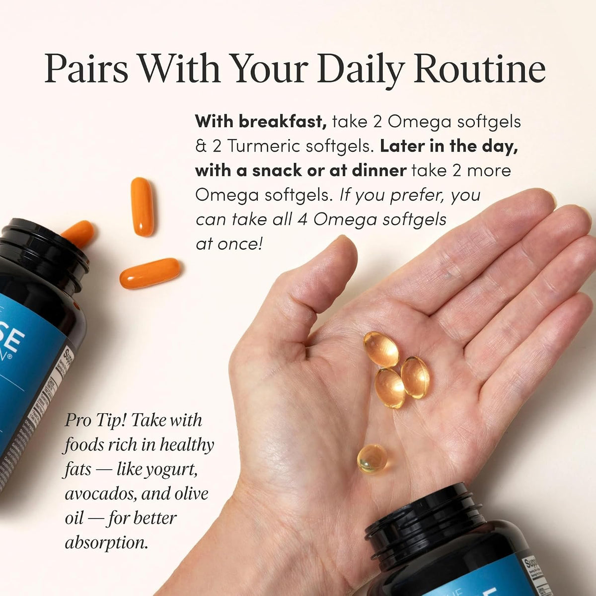 The 'Pause Life Turmeric + Omega 3 + Vitamin D & K2 Bundle, 60 & 120 Count | Turmeric with black pepper for joint & bone support bundled with fish oil + D3 & K2 for immune health. Gluten & dairy free.