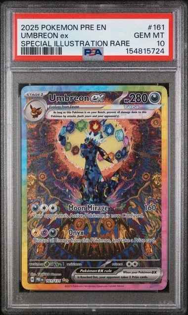 2025 POKEMON PRE EN-PRISMATIC EVOLUTIONS #161 UMBREON ex SIR PSA 10