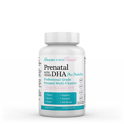 Greens First Female Prenatal Vitamin with Vegan DHA - Pregnancy Multivitamin Supplement 