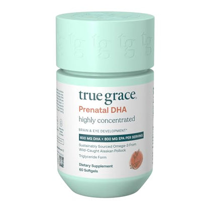 True Grace Prenatal DHA - 60 Softgels - 1400mg of DHA & EPA - for Pre-Conception, Pregnancy