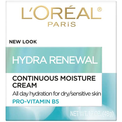 L'Oreal Paris Skincare Hydra-Renewal Face Moisturizer with Pro-Vitamin B5 for Dry Sensitive Skin, All-Day Hydration, 1.7 Oz