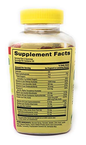 Spring Valley Adult Prenatal Health Multivitamin DHA & Folic Acid, Fruit, 190 Gummies