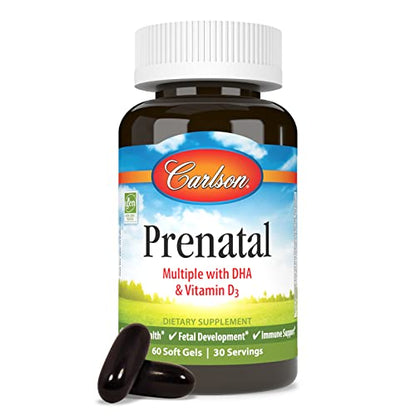 Carlson - Prenatal, Multiple with DHA & Vitamin D3, Pregnancy Health, Fetal Development & Immune