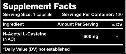 Leviathan Nutrition NAC Supplement N-Acetyl Cysteine for Lung, Liver, Immune Support - Potent Antioxidant Support to Boost Glutathione Levels 600mg, 120 Capsules
