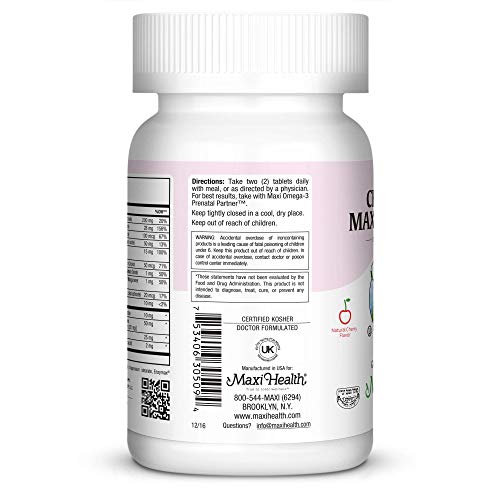 Maxi-Health Chewable Prenatal Vitamin - Over 25 Essential Vitamins and Minerals - Doctor Formulated
