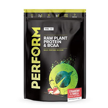 Vivo Life Perform Strawberry & Vanilla Flavour Vegan Protein Powder - BCAA Pea & Hemp Blend