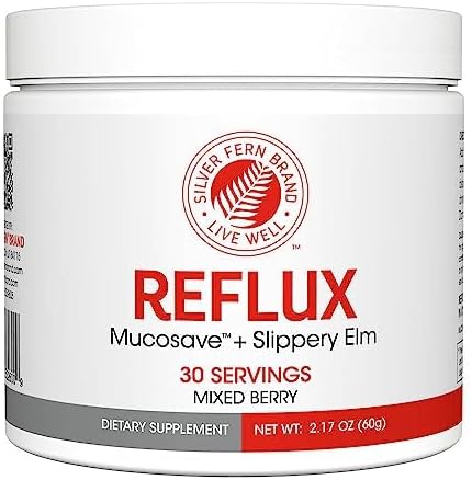 Silver Fern Reflux Digestive Supplement Each Tub = 30 Scoops = 30 Servings | Mucosal Support for Acid Issues - with Mucosave FG and Slippery Elm Bark (1 Tub)