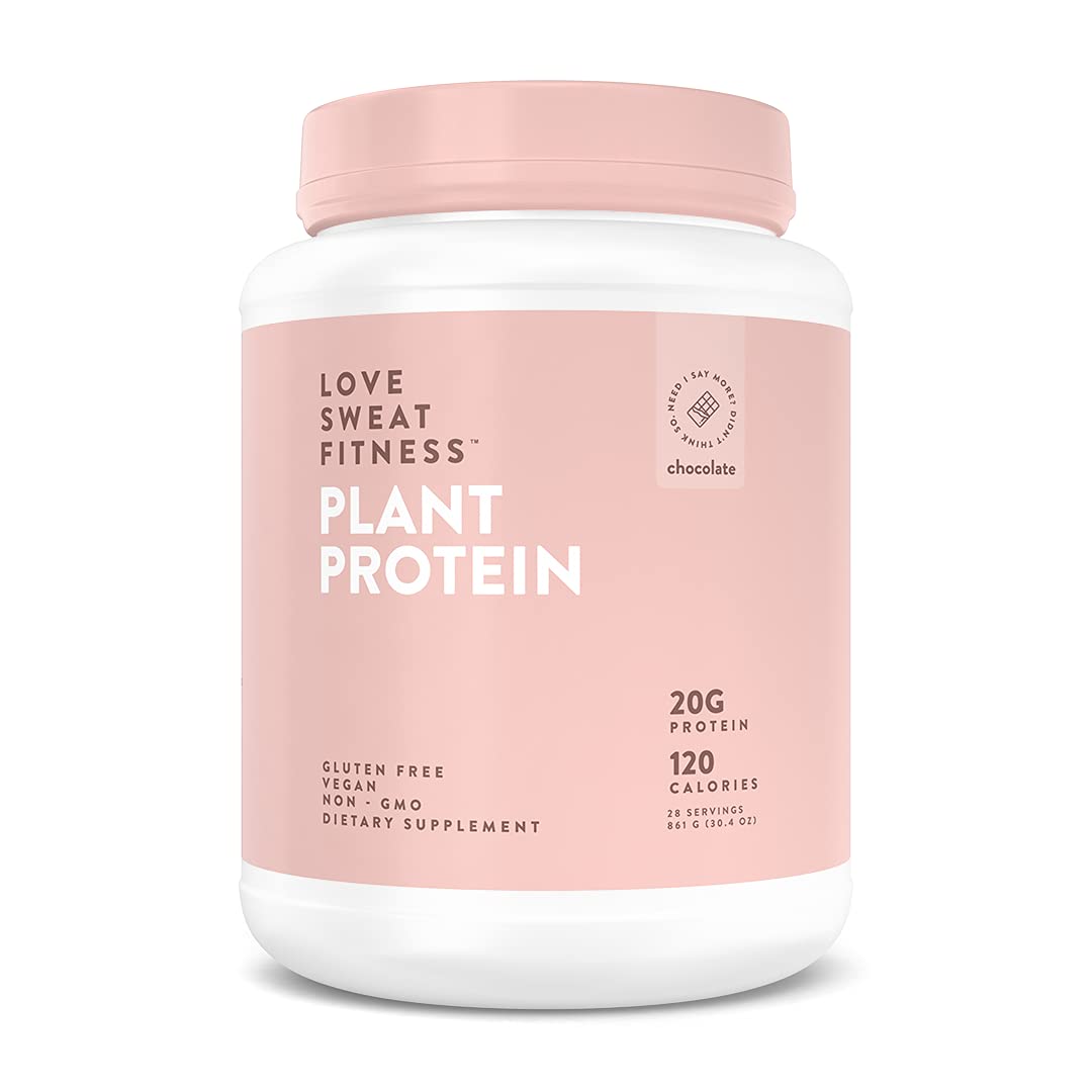 Love Sweat Fitness Organic Vegan Protein Powder for Women | 20g Plant Protein | No Bloat, No Chalk | Vanilla | Sugar Free, Gluten Free, Non-GMO | 28 Servings