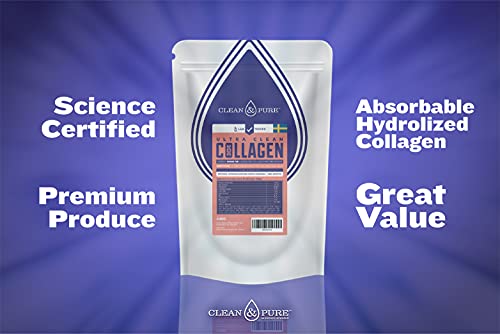 Clean & Pure Collagen Powder, Lab Tested Bovine Peptides with No or Zero Growth Hormones, Pesticides or Vet Meds - 400g
