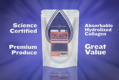 Clean & Pure Collagen Powder, Lab Tested Bovine Peptides with No or Zero Growth Hormones, Pesticides or Vet Meds - 400g