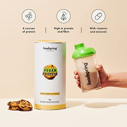 foodspring Vegan Protein Cookie Dough - 21g Protein per Shake to Build Muscle, B12, B6, folic Acid