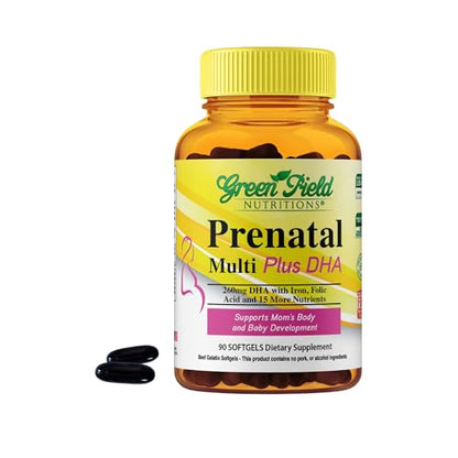 Greenfield Nutritions Halal Prenatal Vitamins with DHA and Folic Acid - Essential Prenatal Pregnancy