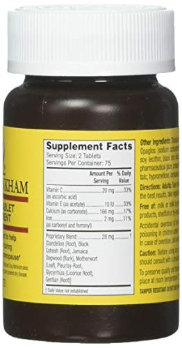 Lydia Pinkham Herbal Supplement Tablets for Menstruation and Menopause Support, 150 Count