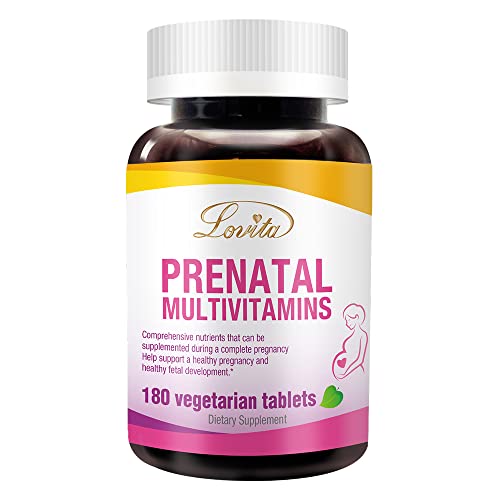 Lovita Prenatal Vitamins with Iron 27 mg, Folic Acid 800mcg & Calcium, Vegan Prenatal Vitamins