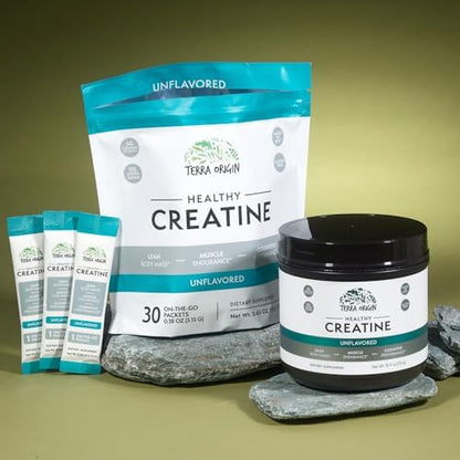 TERRA ORIGIN Creatine Monohydrate Bundle | 130 Servings Stick Pack and Jar Combo | Support for Muscle and Cognitive Performance* | Unflavored, Gluten Free, Zero Sugar