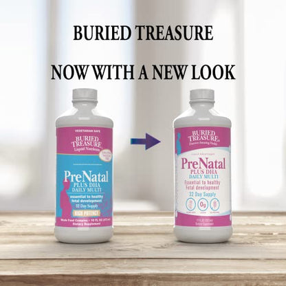 Buried Treasure Prenatal Plus DHA Complete, 16 oz Orange Banana Flavor, High Potency Liquid
