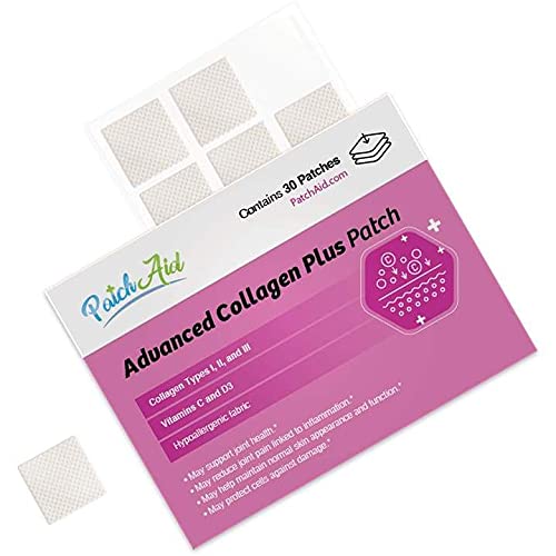 Patch Aid Advanced Collagen Plus - 30 Daily Topical Patches. 100% Natural & Vegan. Allergy & Filler Free