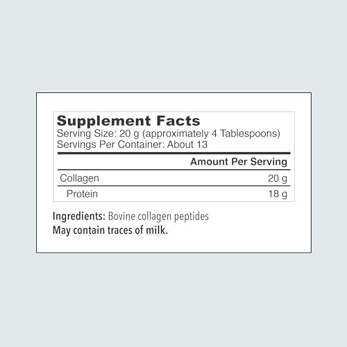 Vital Proteins Collagen Peptides Powder Supplement (Type I, III), Unflavored Hydrolyzed Collagen-Hair, Skin
