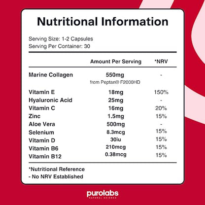 Marine Collagen Complex - Collagen Supplement for Women & Men - with Hyaluronic Acid & Vitamin C - High Strength