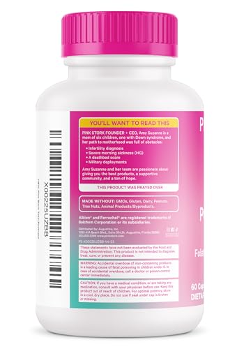 Pink Stork Total Postnatal Vitamins for Women with Vegan DHA, Iron, Folate, and Vitamin B12