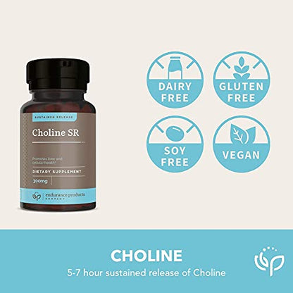 Choline Bitartrate Sustained Release - 300mg 200 Tablet - Promotes Brain Health, Mental Focus & Memory