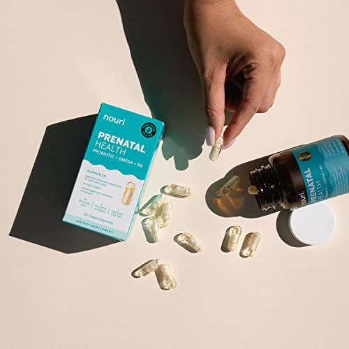Nouri Prenatal Health Probiotic and Omega Capsules, Prenatal Probiotics for Women, Aids Digestion