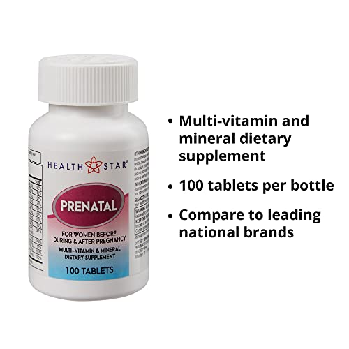 Prenatal Multivitamin by HealthStar for Healthy Mom and Baby - Folate + Vitamin C + Vitamin D + Iron