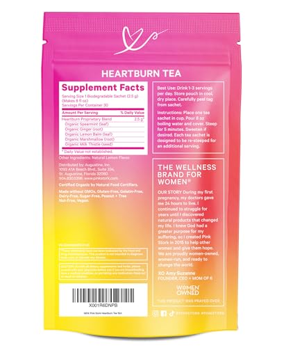 Pink Stork Heartburn Tea: Lemon Mint, 100% Organic, Heartburn Pregnancy Relief