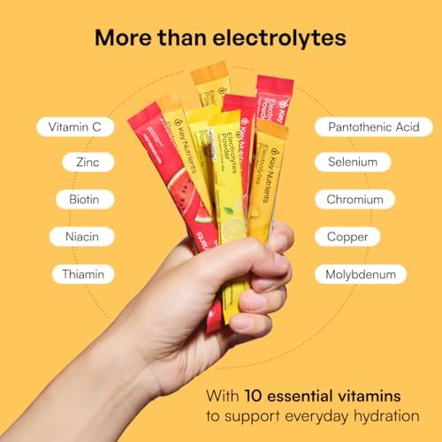 KEY NUTRIENTS Electrolytes Powder Bundle, Cherry Pom 90 Servings + Electrolyte Powder Packets Variety Pack 10 Count, Sugar Free Hydration Drink Mix with Vitamins & Minerals, No Calories